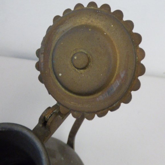 Antique middle eastern metal copper brass coffee tea pot tall hand made 14.5" - Picture 6 of 13